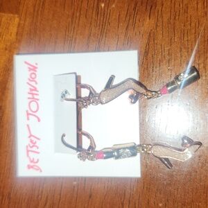 Betsey Johnson Gold and Pink High Heel Earrings